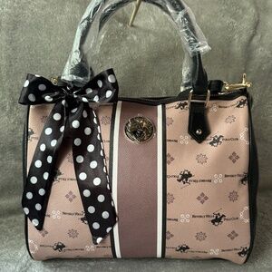 Beverly Hills Polo Club Taupe Logo Tote 🖤👜 NWT
